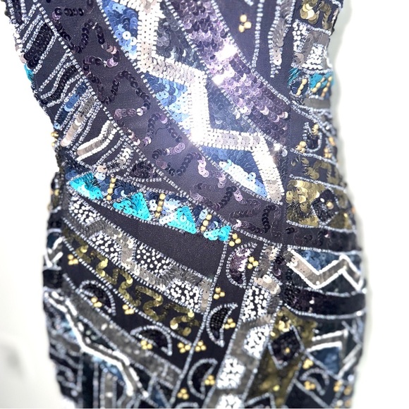 French Connection Strapless Sequin Dress - Black, Silver, Blue, Gold - Picture 4 of 9
